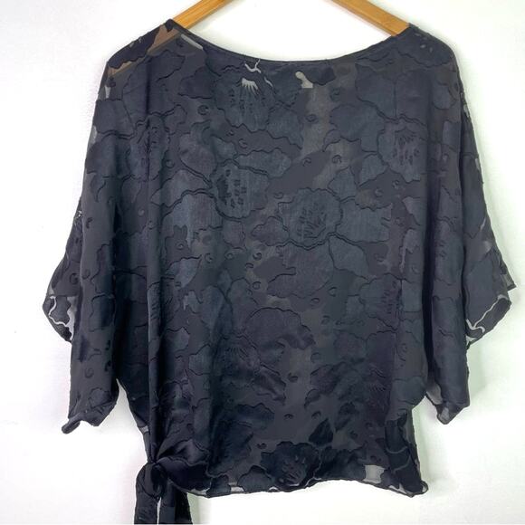 Vintage Sheer Black Top Flowers Ties - Picture 3 of 8